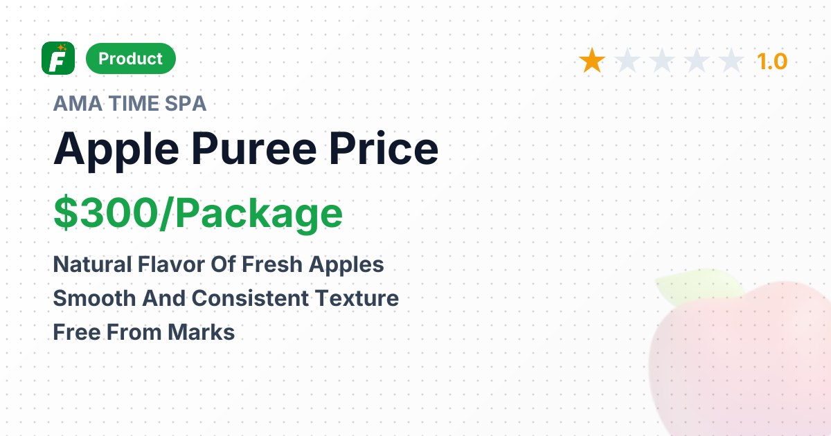 Organic Apple Puree – product summary card, no photo uploaded yet