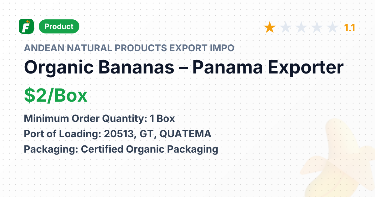 Organic Bananas – product summary card, no photo uploaded yet