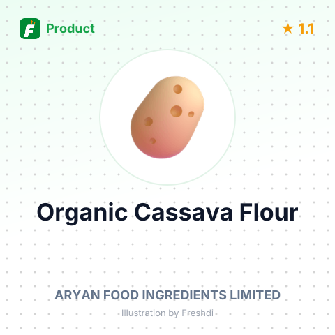 Organic Cassava Flour – product summary card, no photo uploaded yet