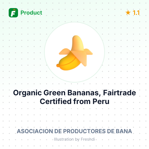 Organic Green Bananas, Fairtrade Certified – product summary card, no photo uploaded yet
