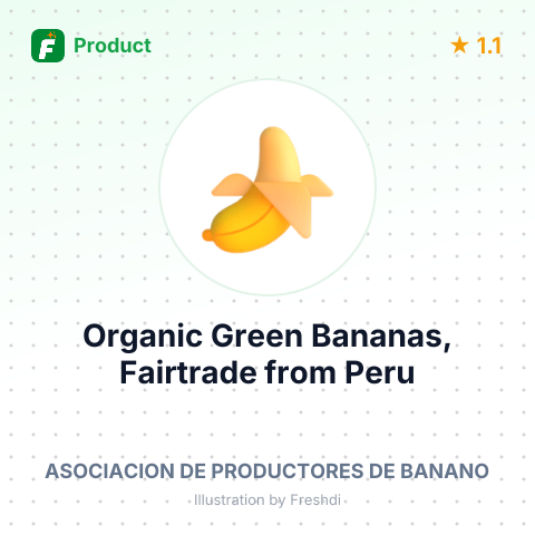 Organic Green Bananas, Fairtrade – product summary card, no photo uploaded yet