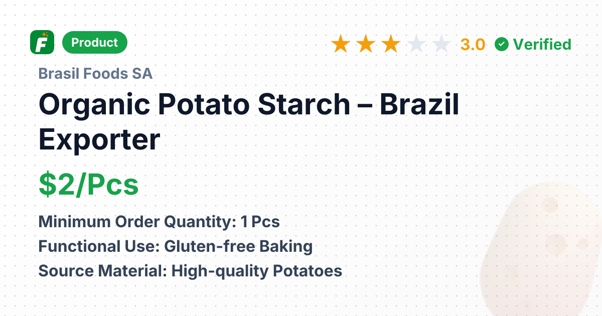 Organic Potato Starch – product summary card, no photo uploaded yet