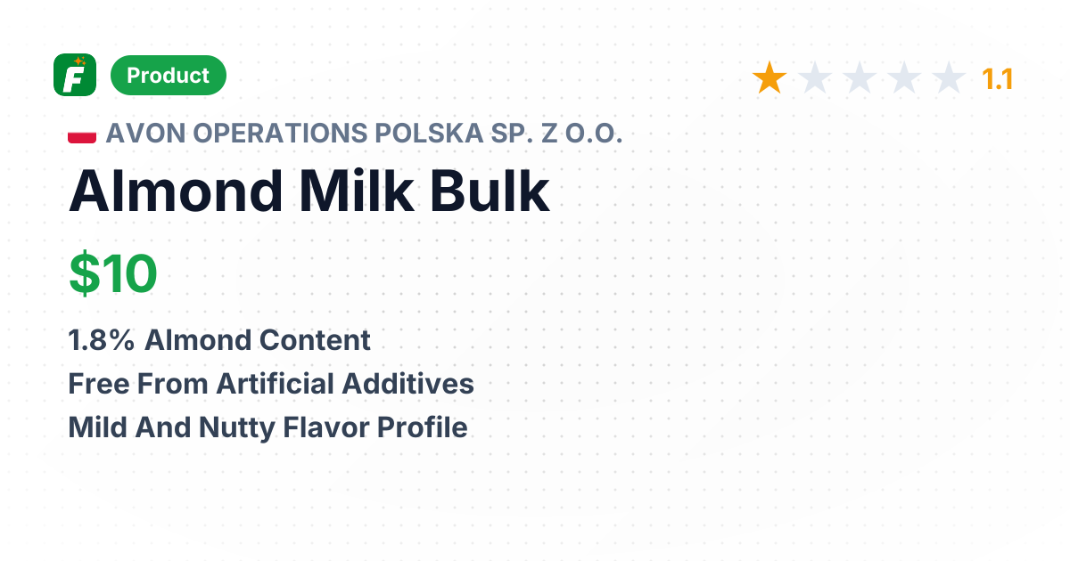Organic Sweet Almond Milk – product summary card, no photo uploaded yet