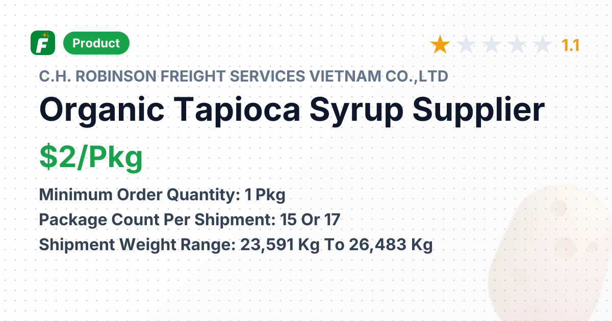 Organic Tapioca Syrup – product summary card, no photo uploaded yet