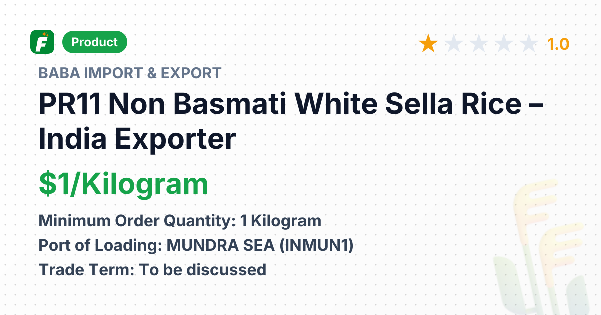 PR11 Non Basmati White Sella Rice – product summary card, no photo uploaded yet