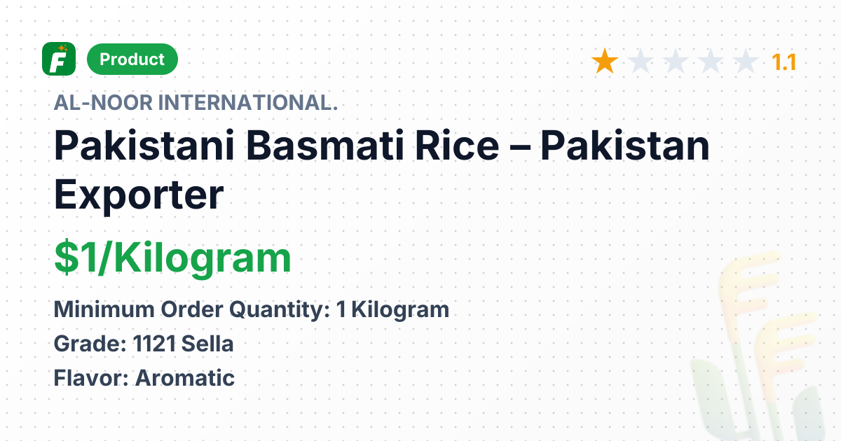Pakistani Basmati Rice – product summary card, no photo uploaded yet