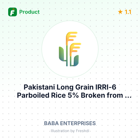 Pakistani Long Grain IRRI-6 Parboiled Rice 5% Broken – summary card, no photo uploaded yet