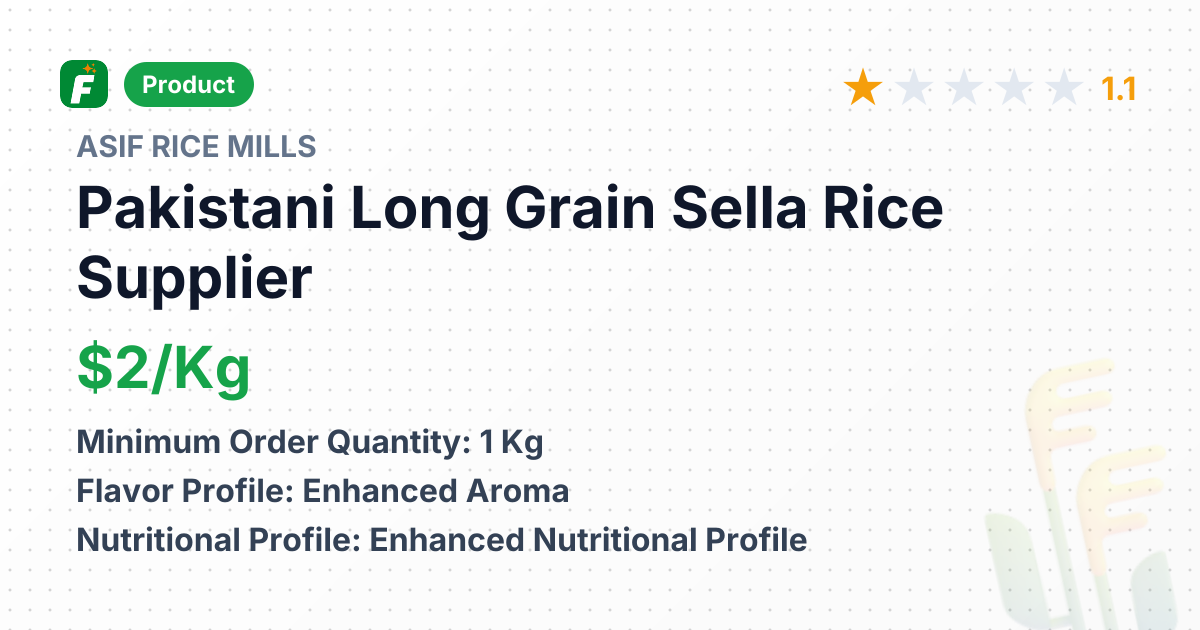 Pakistani Long Grain Sella Rice – product summary card, no photo uploaded yet