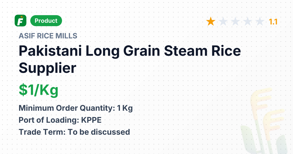 Pakistani Long Grain Steam Rice – product summary card, no photo uploaded yet
