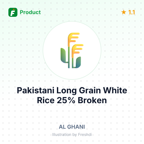 Pakistani Long Grain White Rice 25% Broken – summary card, no photo uploaded yet
