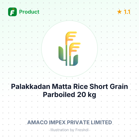 Palakkadan Matta Rice Short Grain (Unda) Parboiled 20 kg Bags – summary card, no photo uploaded yet