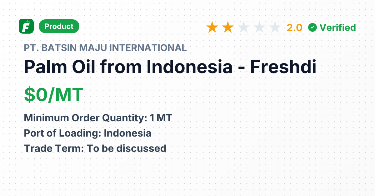 Palm Oil – product summary card, no photo uploaded yet