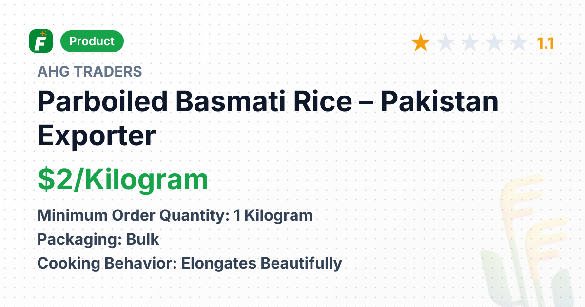 Parboiled Basmati Rice – product summary card, no photo uploaded yet