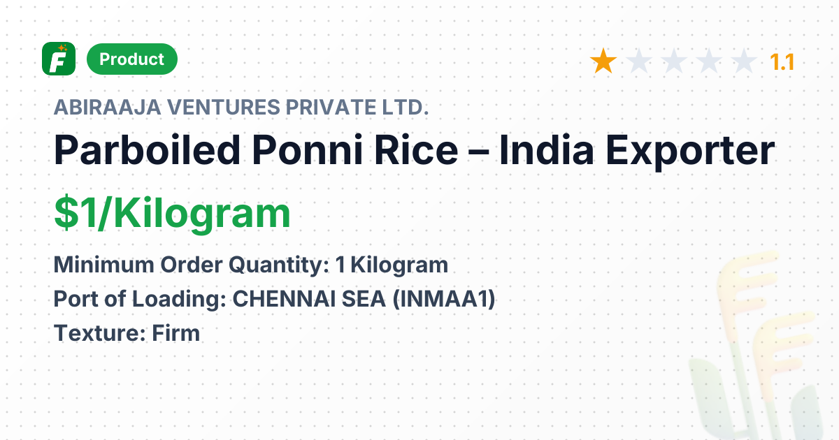 Parboiled Ponni Rice – product summary card, no photo uploaded yet