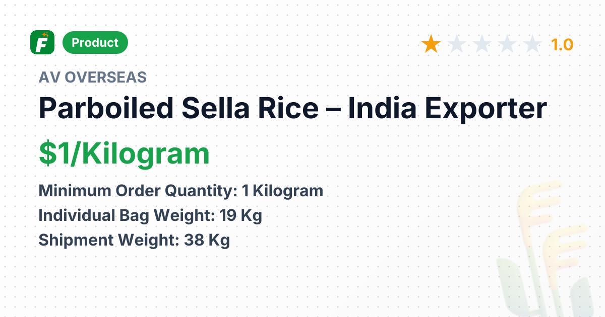 Parboiled Sella Rice – product summary card, no photo uploaded yet
