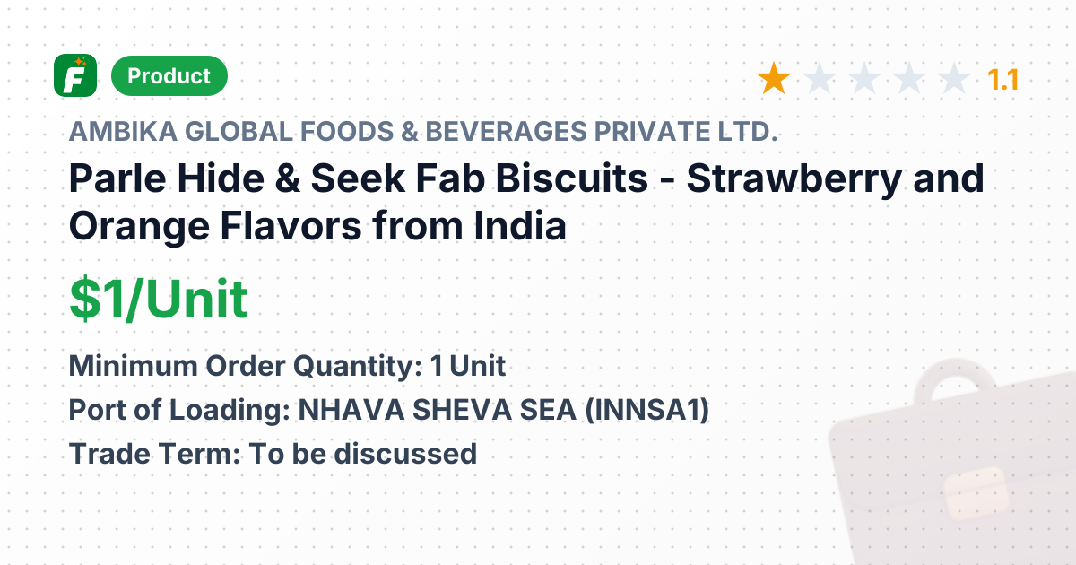 Parle Hide & Seek Fab Biscuits - Strawberry and Orange Flavors – product summary card, no photo uploaded yet