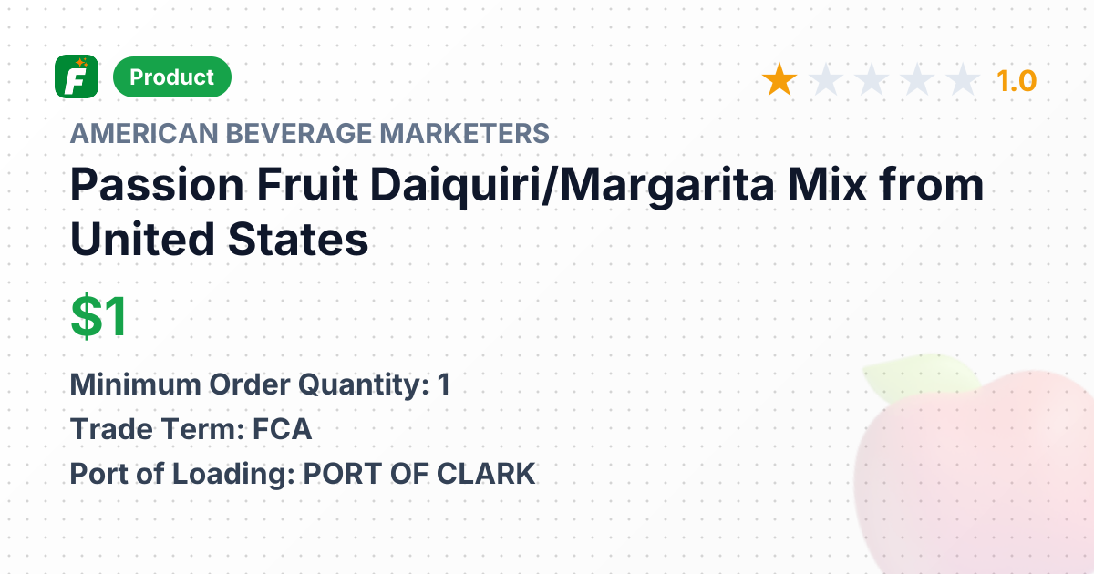 Passion Fruit Daiquiri/Margarita Mix – product summary card, no photo uploaded yet