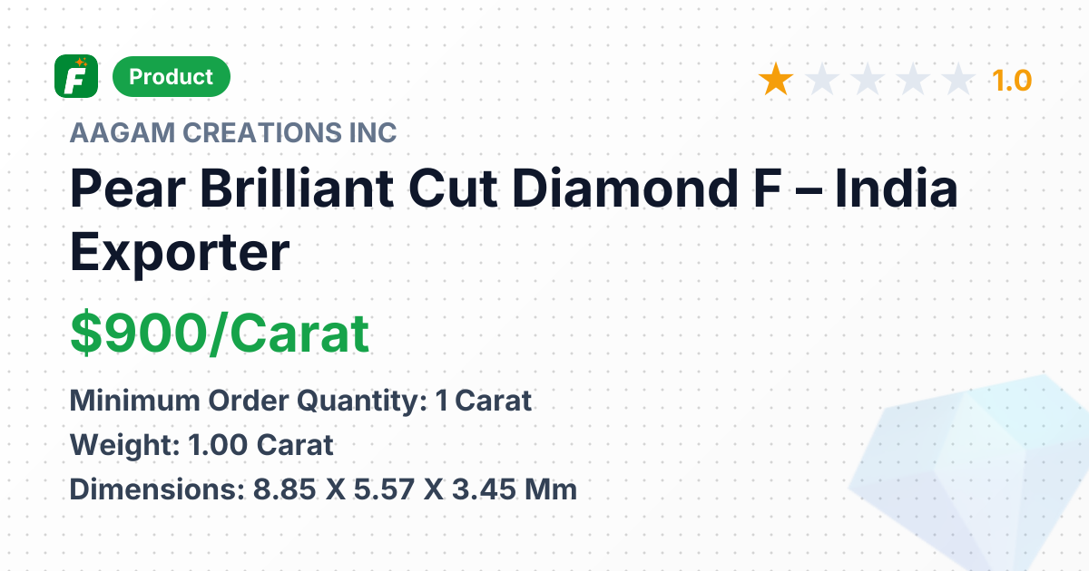 Pear Brilliant Cut Diamond F – product summary card, no photo uploaded yet