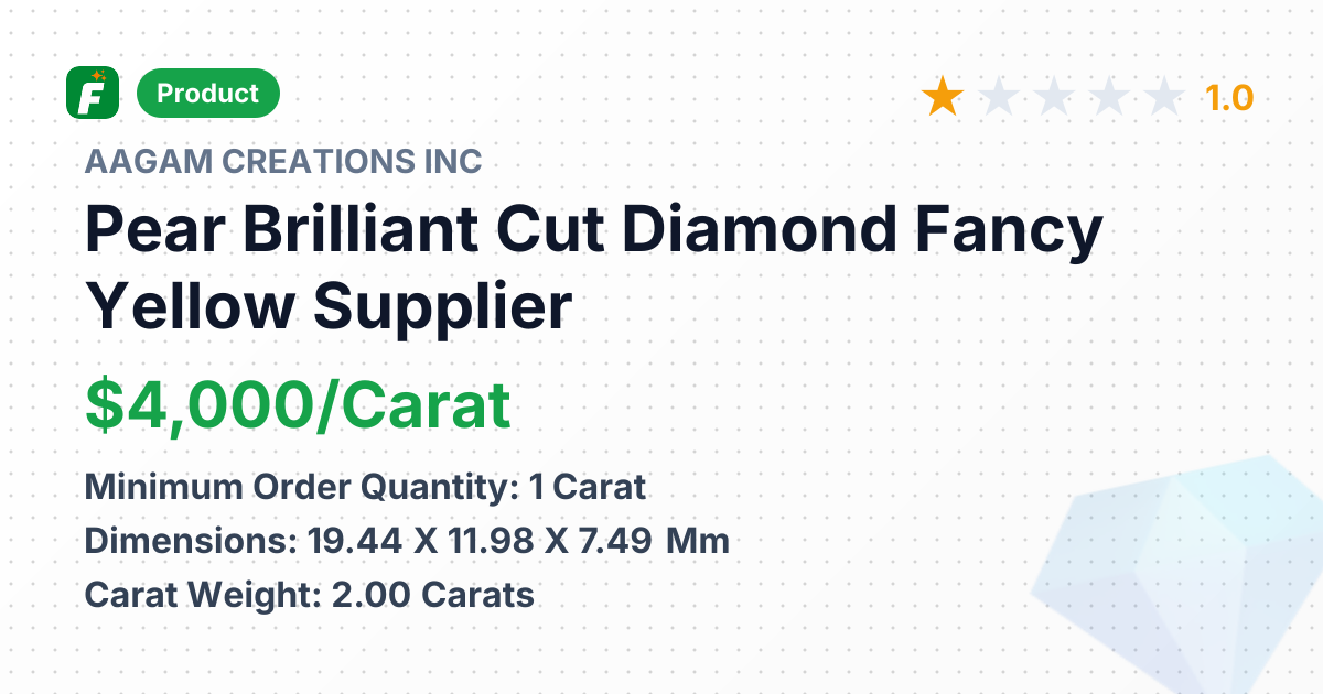 Pear Brilliant Cut Diamond Fancy Yellow – product summary card, no photo uploaded yet