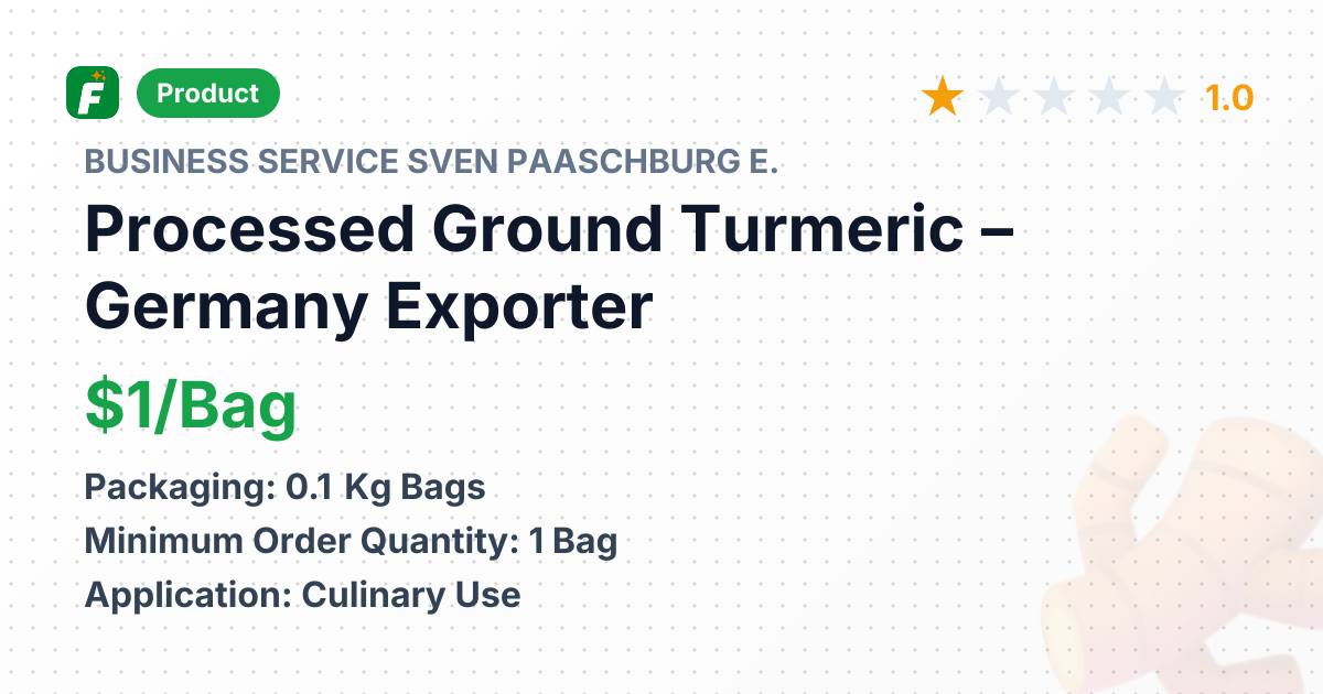 Processed Ground Turmeric – product summary card, no photo uploaded yet