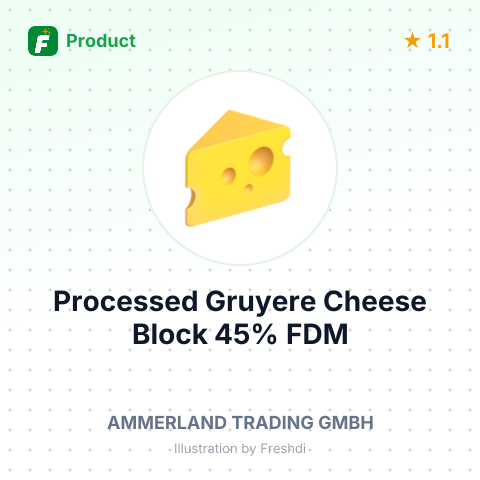 Processed Gruyere Cheese Block 45% FDM – summary card, no photo uploaded yet