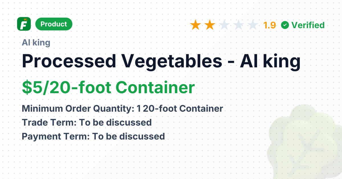 Processed Vegetables – product summary card, no photo uploaded yet