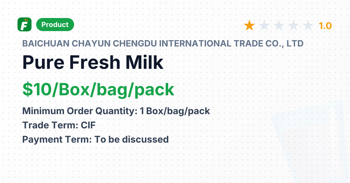 Pure Fresh Milk – product summary card, no photo uploaded yet