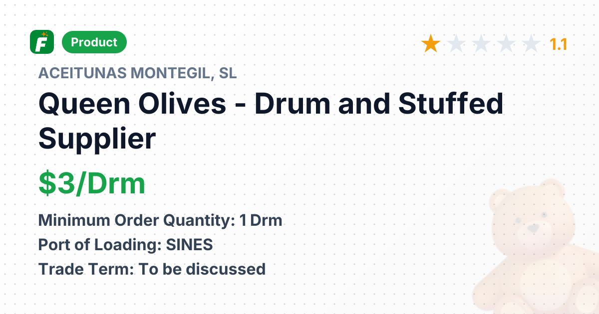Queen Olives - Drum and Stuffed – product summary card, no photo uploaded yet