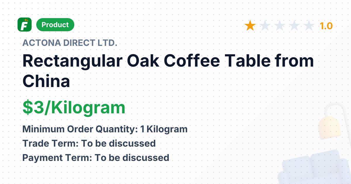 Rectangular Oak Coffee Table – product summary card, no photo uploaded yet