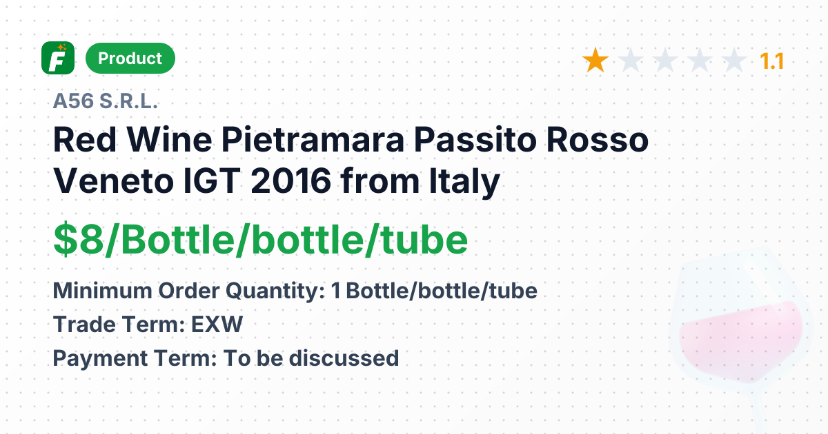 Red Wine Pietramara Passito Rosso Veneto IGT 2016 – product summary card, no photo uploaded yet