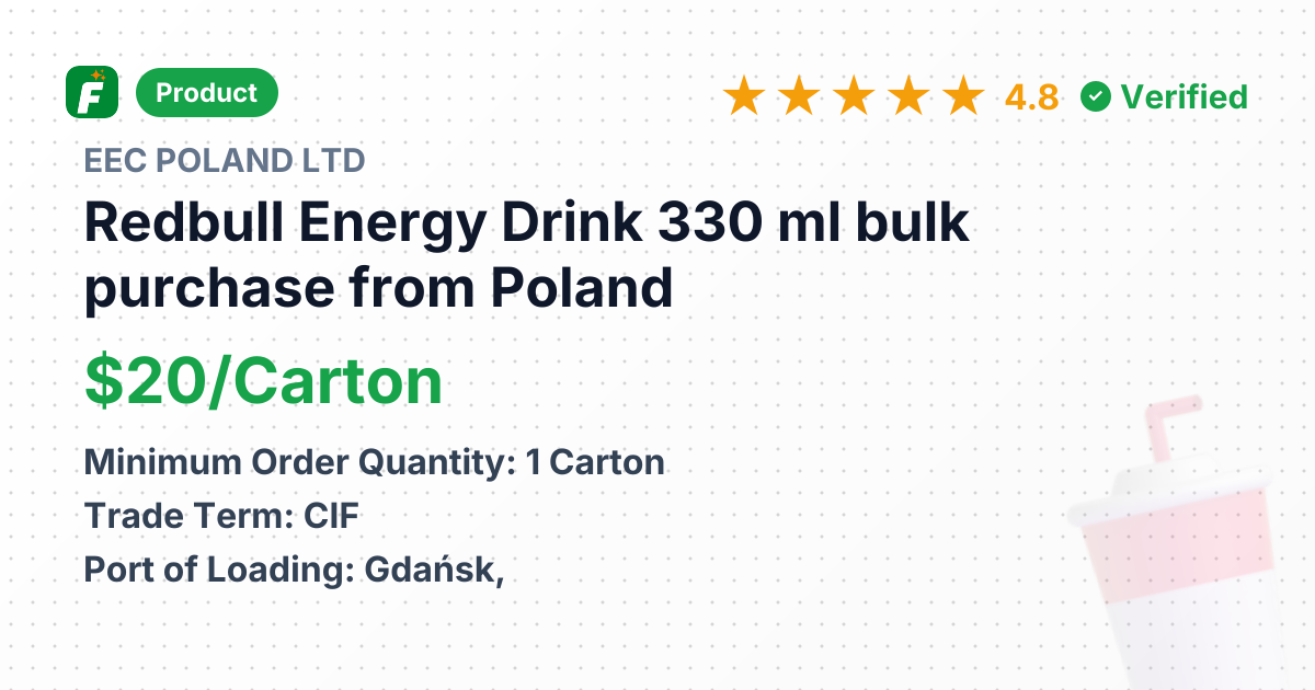 Redbull Energy Drink 330 ml bulk purchase – product summary card, no photo uploaded yet