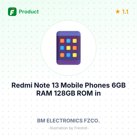 Redmi Note 13 Mobile Phones 6GB RAM 128GB ROM in Mint Green – summary card, no photo uploaded yet