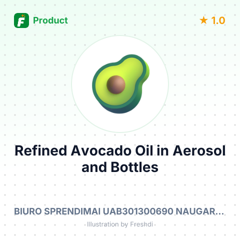 Refined Avocado Oil in Aerosol and Bottles – summary card, no photo uploaded yet