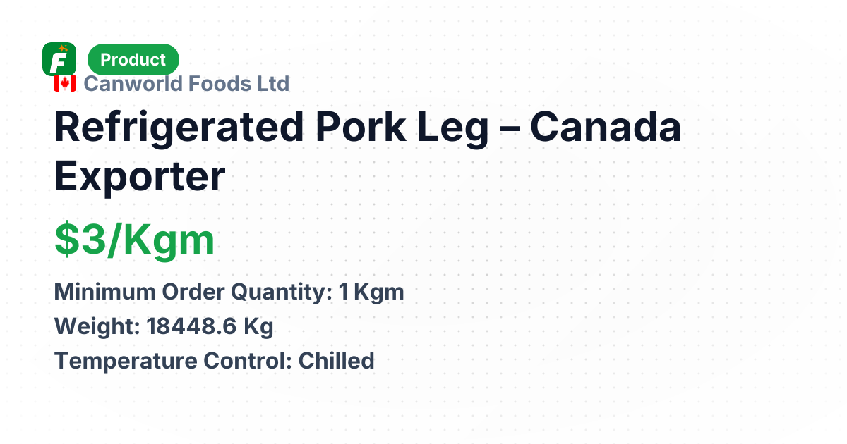 Refrigerated Pork Leg – product summary card, no photo uploaded yet