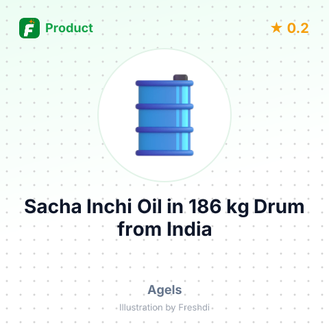 Sacha Inchi Oil in 186 kg Drum – summary card, no photo uploaded yet