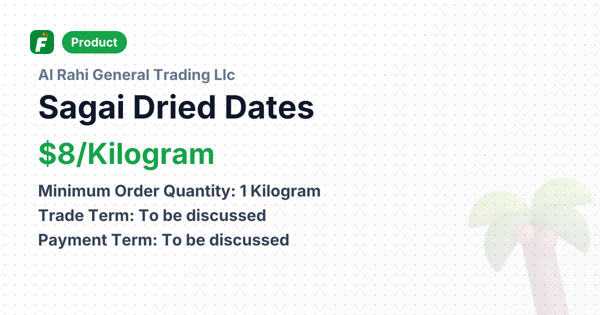 Sagai Dried Dates – product summary card, no photo uploaded yet