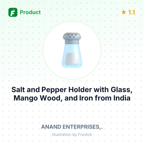 Salt and Pepper Holder with Glass, Mango Wood, and Iron – summary card, no photo uploaded yet