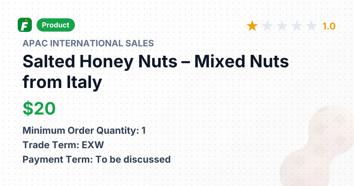 Salted Honey Nuts – Mixed Nuts – product summary card, no photo uploaded yet