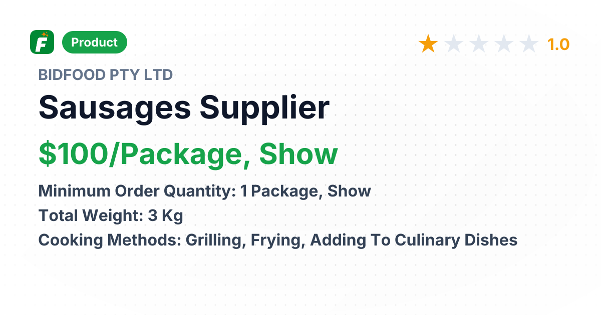 Sausages – product summary card, no photo uploaded yet