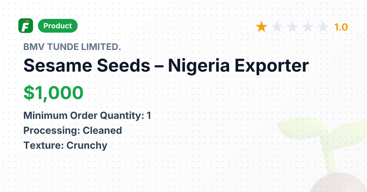 Sesame Seeds – product summary card, no photo uploaded yet