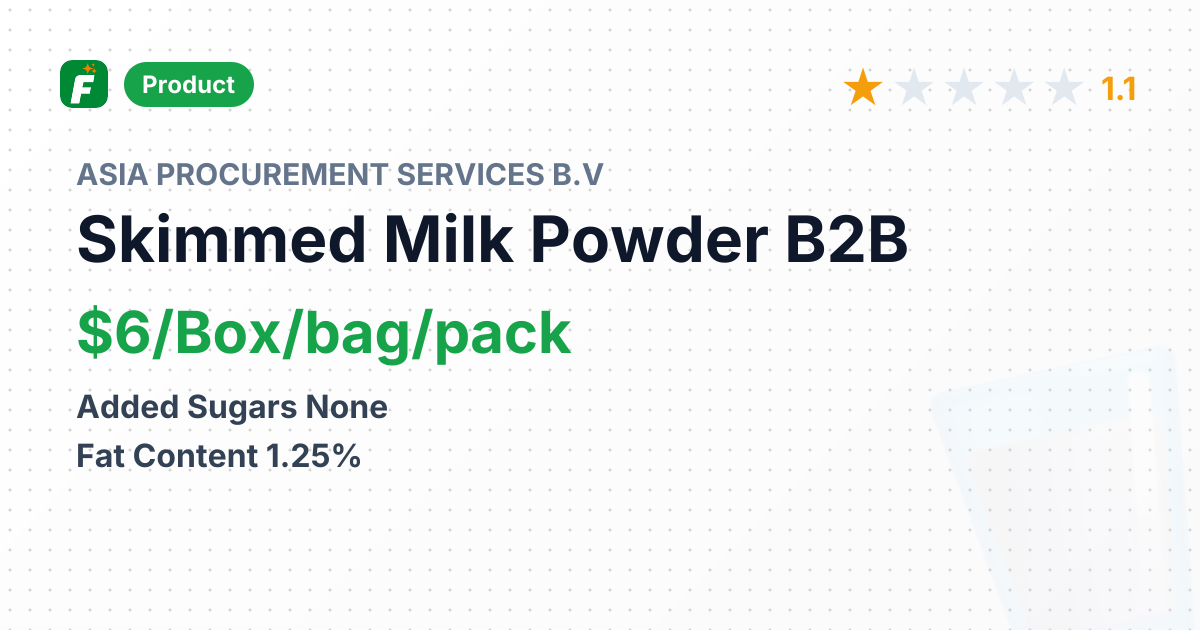 Skimmed Milk Powder – product summary card, no photo uploaded yet