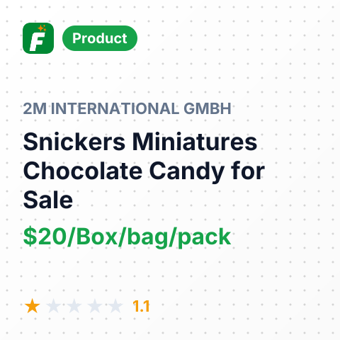 Snickers Miniatures Chocolate Candy with Filling – summary card, no photo uploaded yet