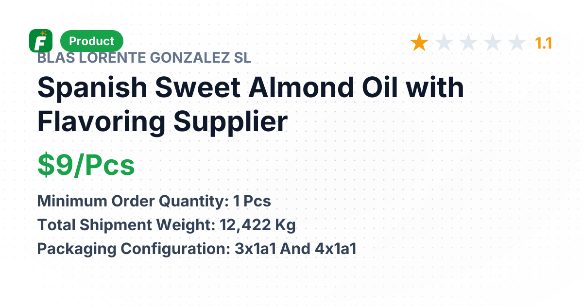 Spanish Sweet Almond Oil with Flavoring – product summary card, no photo uploaded yet