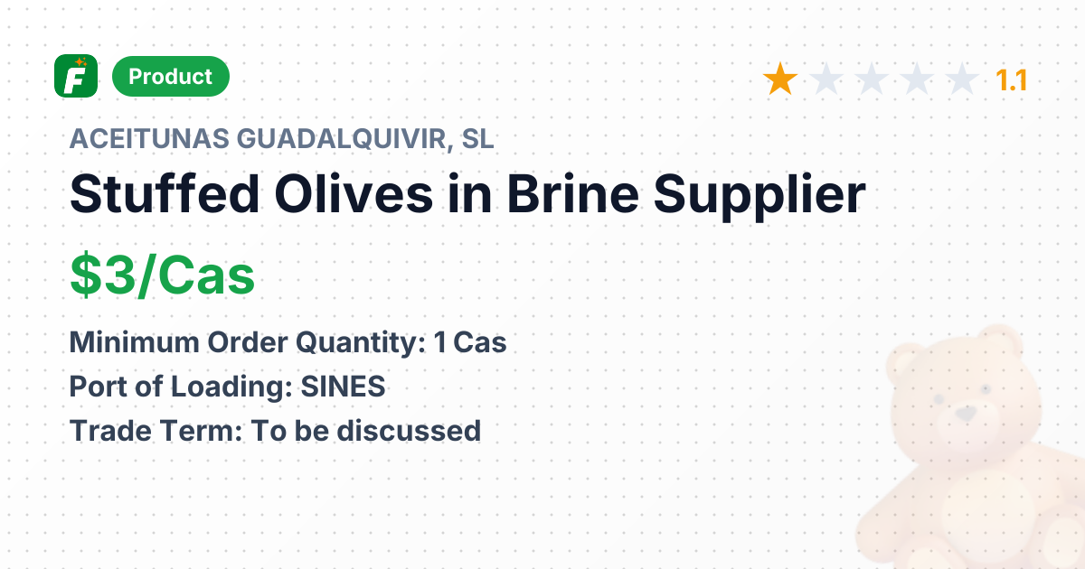 Stuffed Olives in Brine – product summary card, no photo uploaded yet