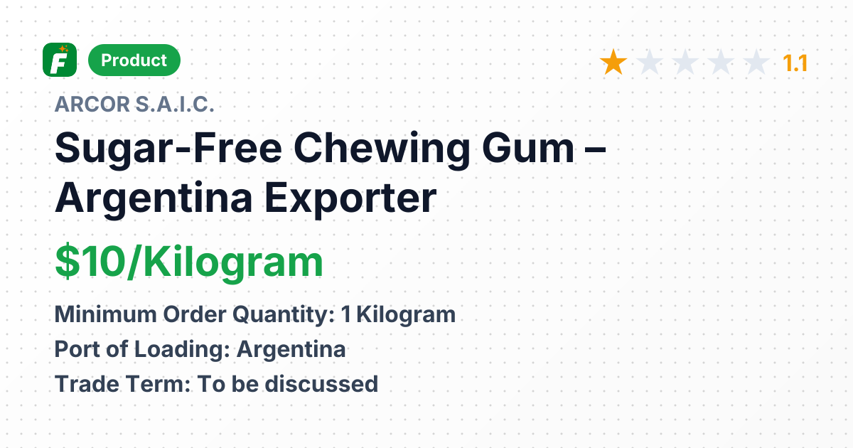 Sugar-Free Chewing Gum – product summary card, no photo uploaded yet