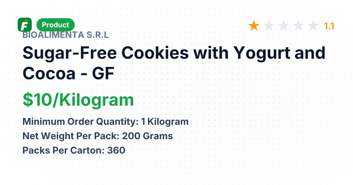 Sugar-Free Cookies with Yogurt and Cocoa - GF – product summary card, no photo uploaded yet