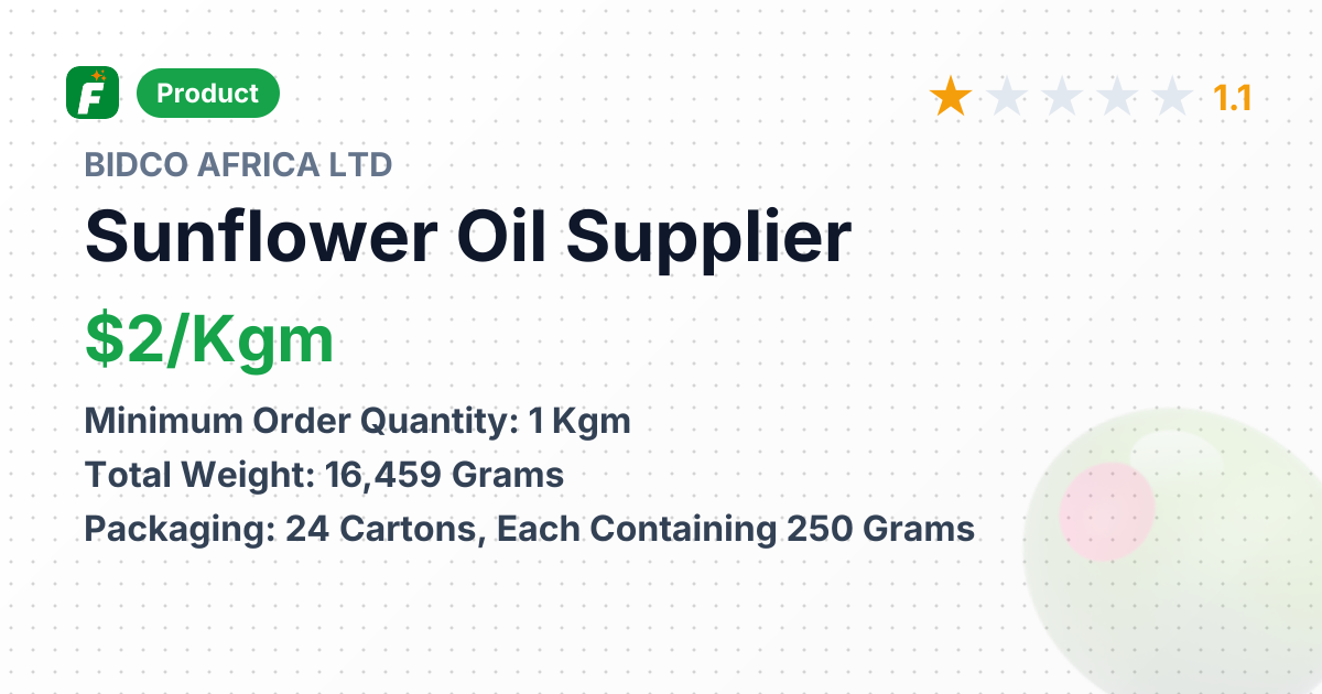 Sunflower Oil – product summary card, no photo uploaded yet