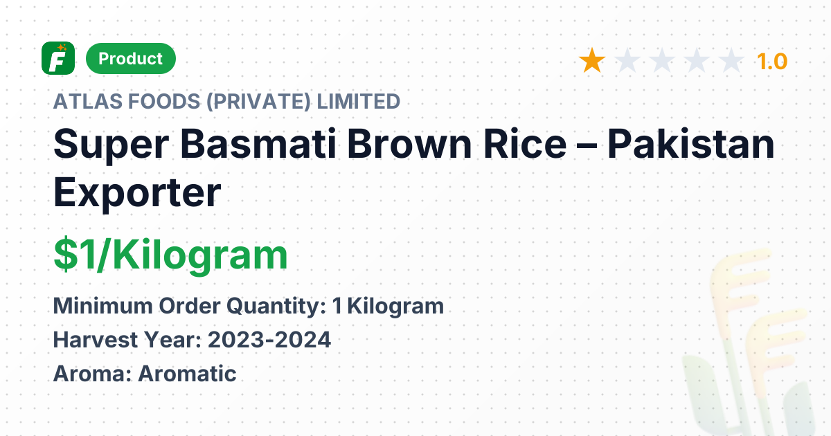 Super Basmati Brown Rice – product summary card, no photo uploaded yet