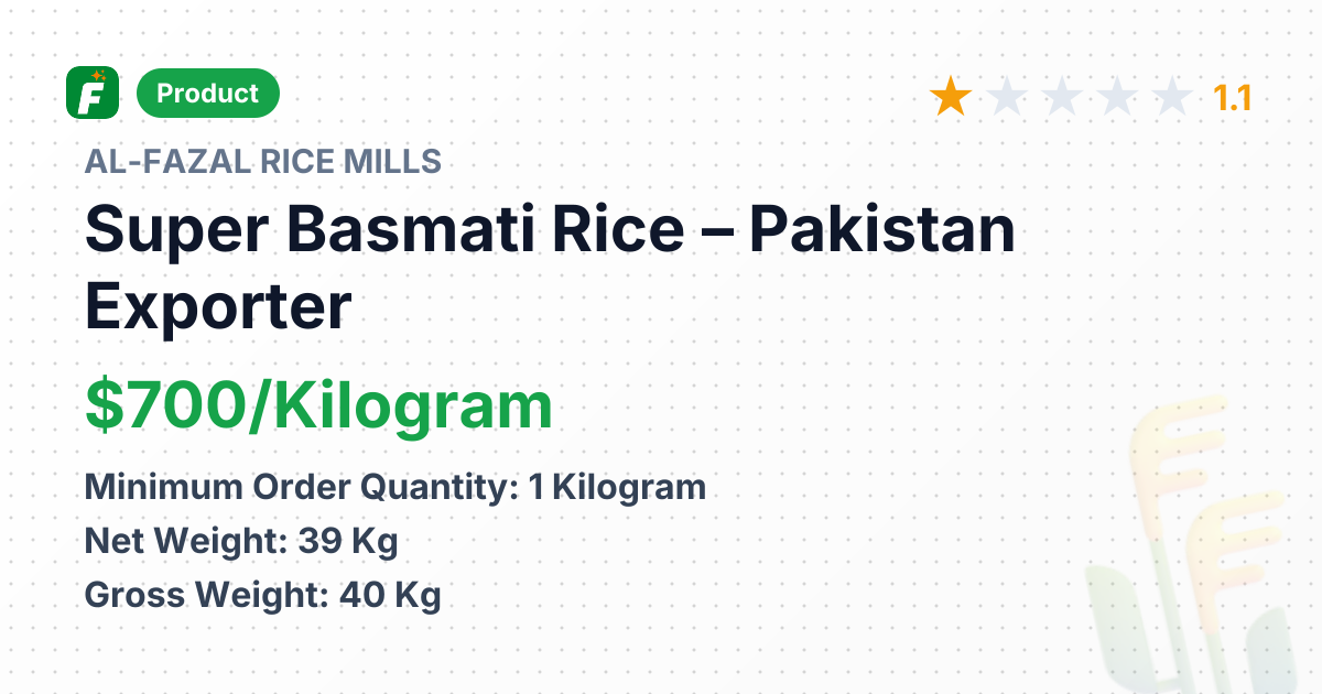 Super Basmati Rice – product summary card, no photo uploaded yet