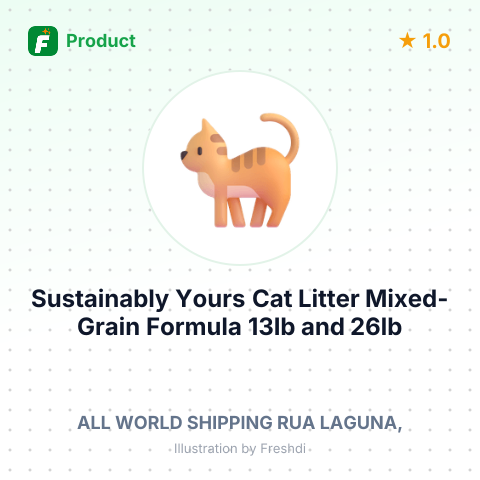 Sustainably Yours Cat Litter Mixed-Grain Formula 13lb and 26lb – summary card, no photo uploaded yet